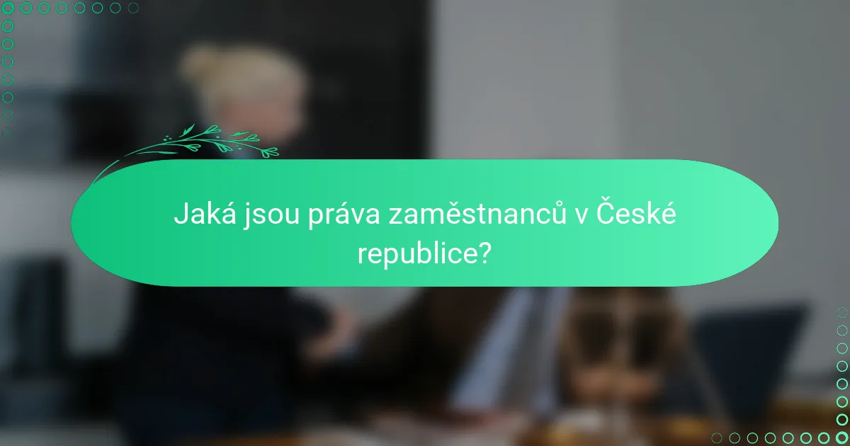 Jaká jsou práva zaměstnanců v České republice?